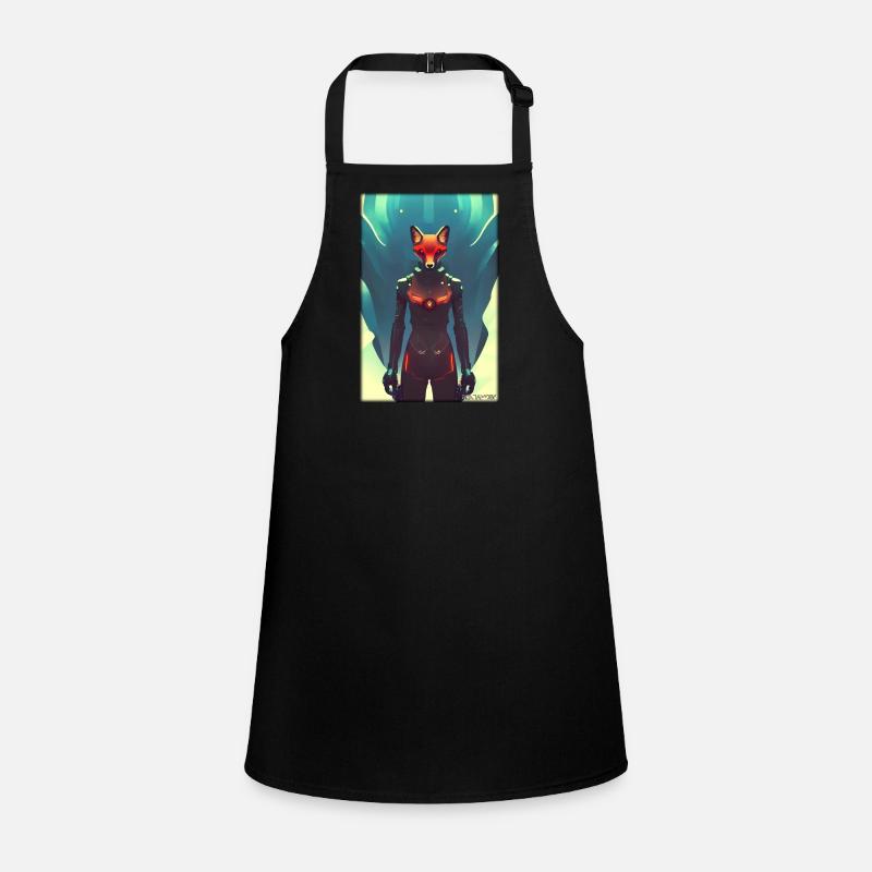 Fox Wildlife Cyber Neon Punk Future Sci-Fi Tablier Enfant