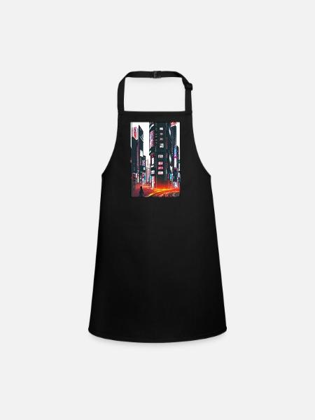 Tokyo City City Cyber Punk Future Sci-Fi Asie - Tablier Enfant - noir - Devant