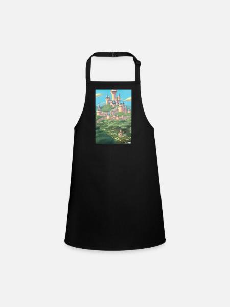 Castle Castle Fortress Architecture Landscape - Children's Apron - black - Front