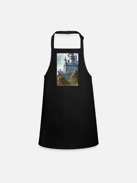 Castle Castle Fortress Architecture Landscape - Children's Apron - black - Front