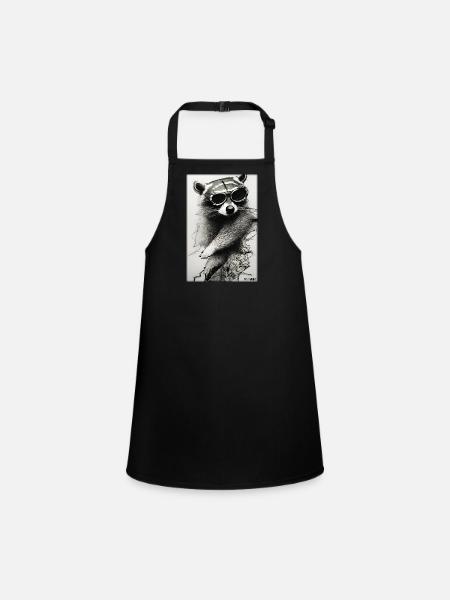 Raccoon Sunglasses Wildlife Forest Animal Forest Nature - Children's Apron - black - Front