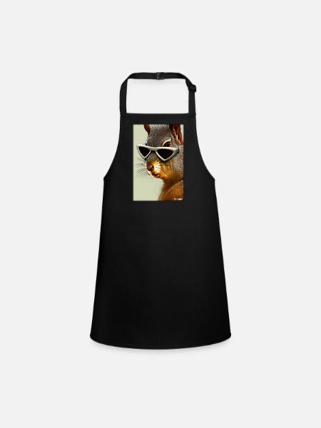 Squirrel Sunglasses Wildlife Forest Animal Forest - Children's Apron - black - Front