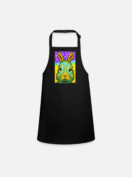 Hase Osterhase Ostern Haustier Osterfest Feiertag - Schürze für Kinder - Schwarz - Vorne