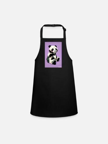 Panda Polygon Wild Panda Bear Wild Zoo Animal - Children's Apron - black - Front