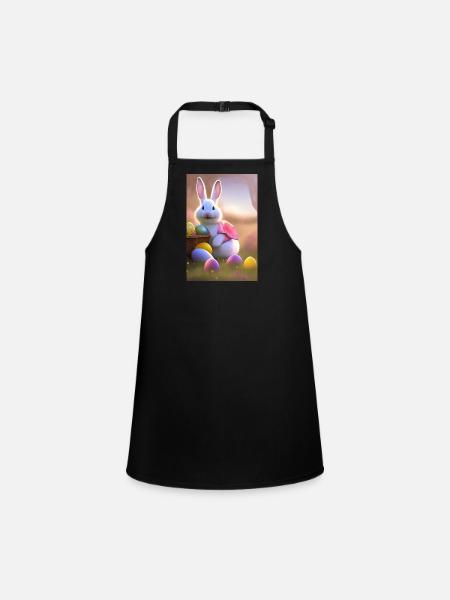 Lapin de Pâques avec œufs de Pâques - Tablier Enfant - noir - Devant