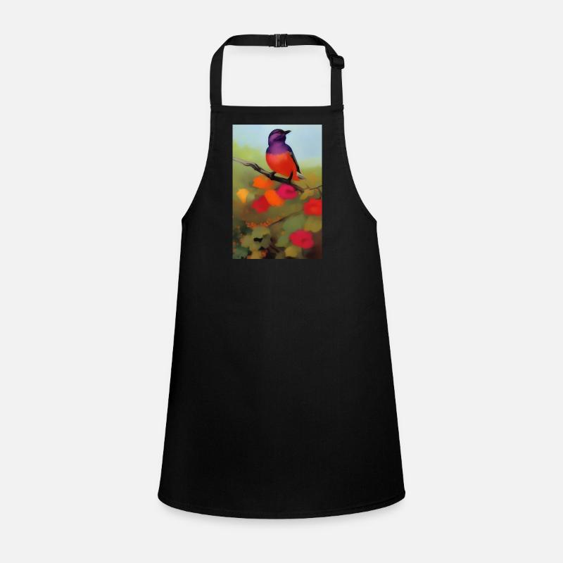 Oiseau sur branche avec des fleurs colorées Tablier Enfant