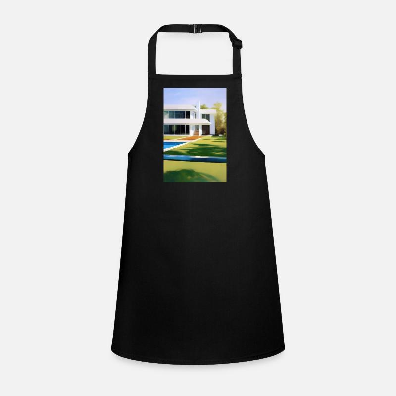 White villa with pool - Children's Apron - black