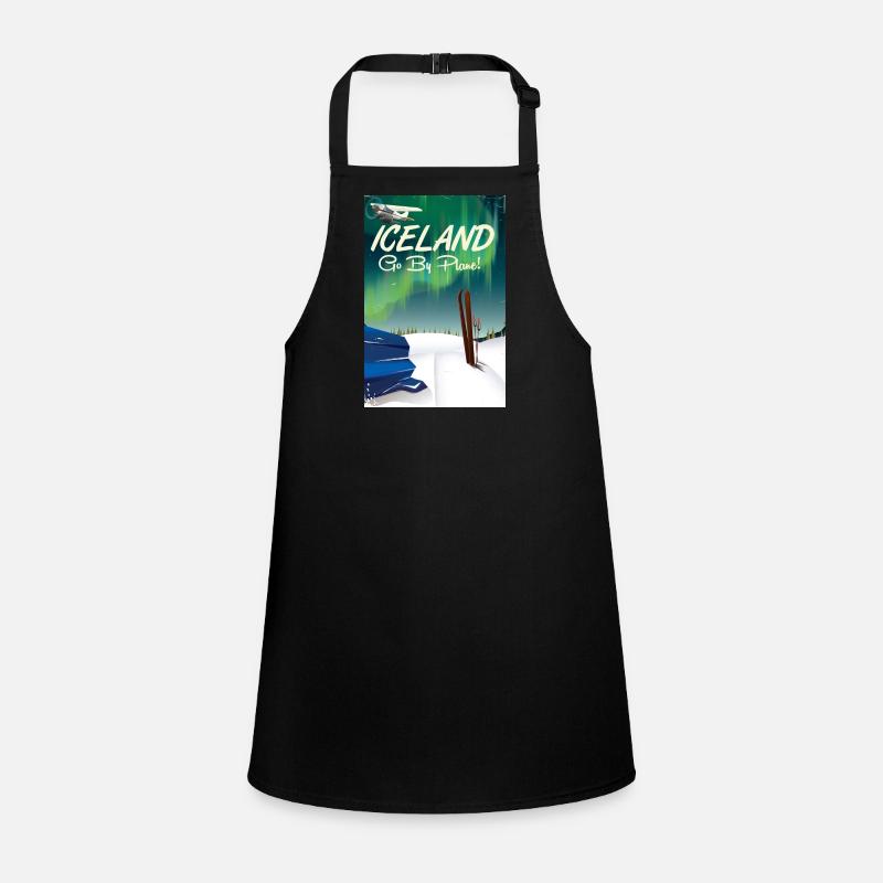 Islande Go By Plane Affiche de voyage de ski Tablier Enfant