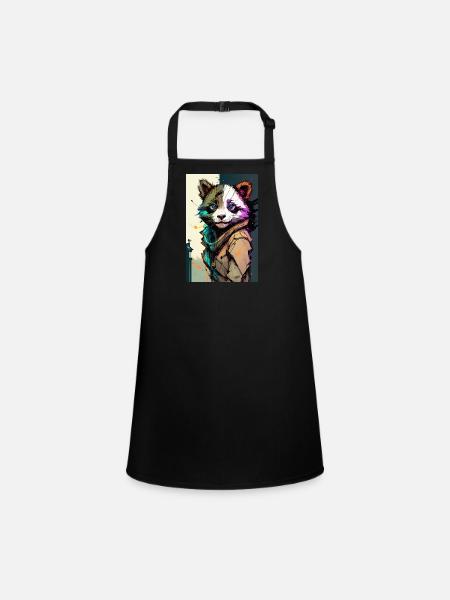 Inkpunk Panda 2 - Children's Apron - black - Front