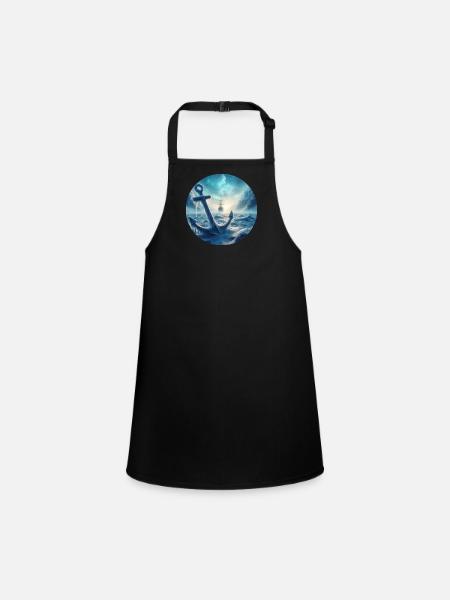 Paysage de glace d’ancre et de navire - Tablier Enfant - noir - Devant