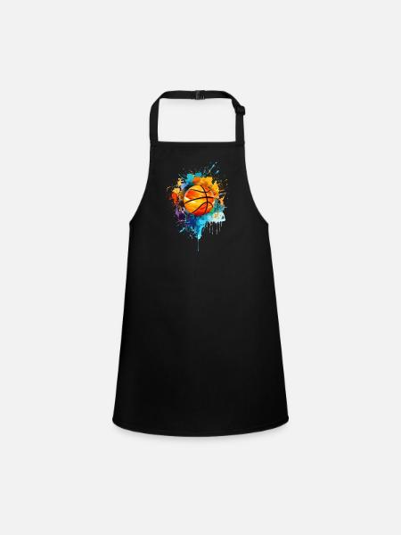 Peinture de basket-ball colorée Splash Splash Splash de couleur - Tablier Enfant - noir
