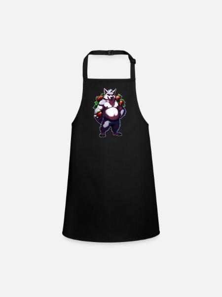 Wolf Strawberry 1 - Children's Apron - black - Front