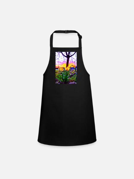 Jonquilles au coucher du soleil - Tablier Enfant - noir - Devant