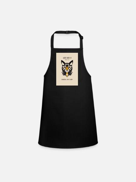 Art Deco Cat - Children's Apron - black - Front