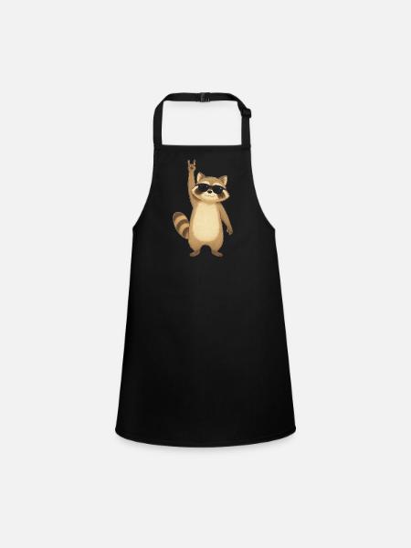 Retro Raccoon Rocker - Children's Apron - black - Front