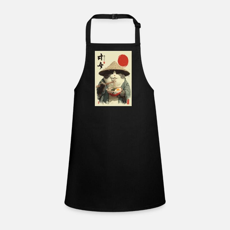 Chat samouraï mangeant des ramen Tablier Enfant