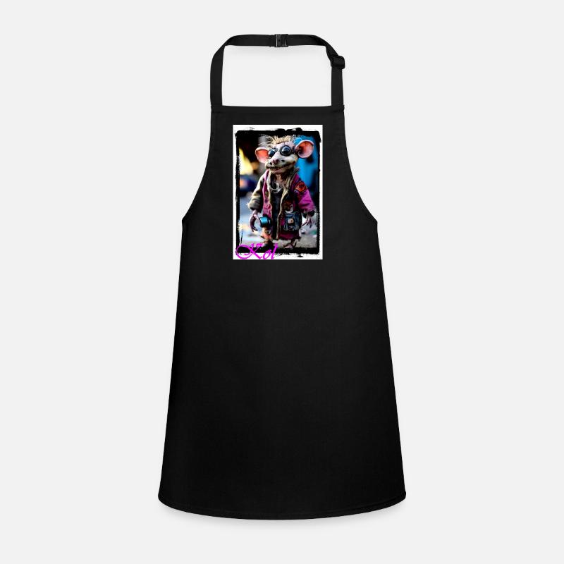 Bizarre mouse puppet as a punk with sunglasses Children's Apron