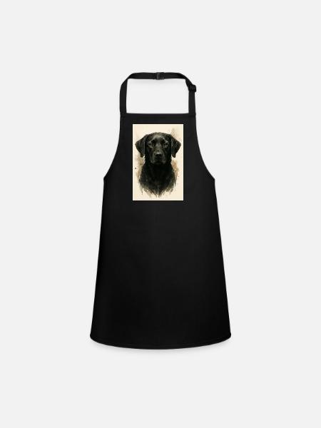 Schwarzer Hund Aquarell - Schürze für Kinder - Schwarz - Vorne