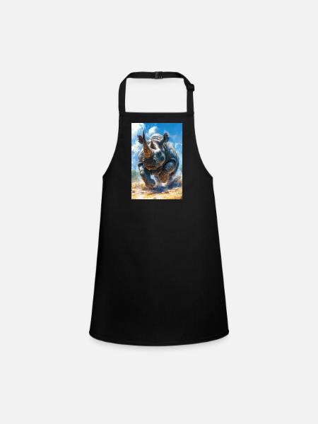 Illustration of a rhinoceros - Children's Apron - black - Front