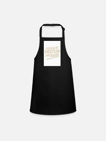 Fueled by Protein and Rage  - Schürze für Kinder - Schwarz - Vorne