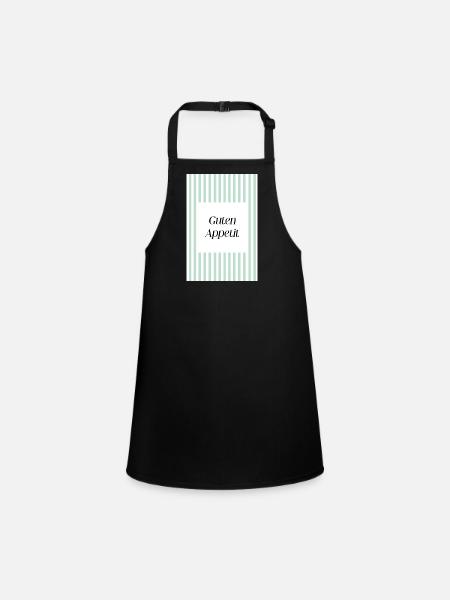 Guten Appetit - grüne Streifen - Schürze für Kinder - Schwarz - Vorne