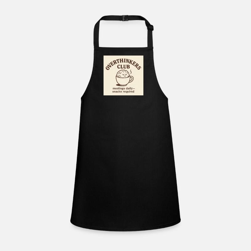 Funny Overthinkers Coffee Brain – Retro Line Art Children's Apron