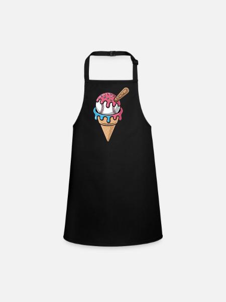 Baseball Eiscreme Waffel Mit Schlaeger Streuseln - Schürze für Kinder - Schwarz - Vorne