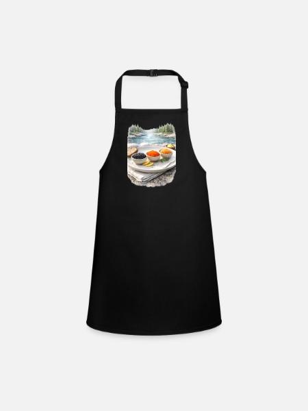 Cadeaux du Grand Nord - Caviar sur la rive de la rivière - Tablier Enfant - noir - Devant