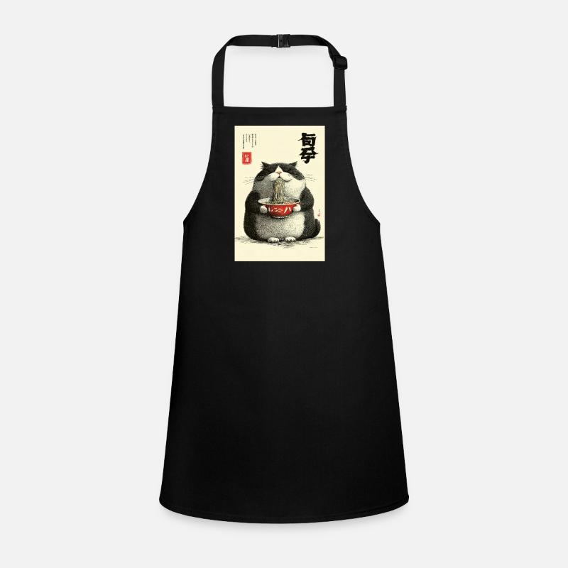 Neko Noodle Feast in Ukiyo-e Style Children's Apron