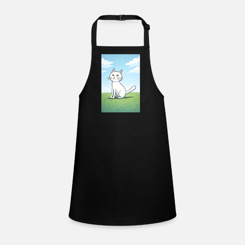White cat with a cheeky look Children's Apron