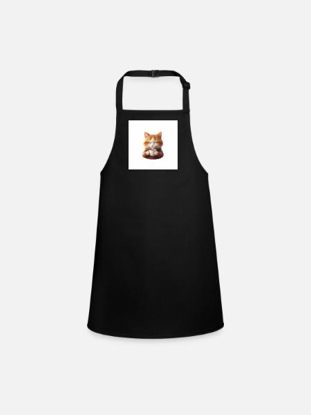 Kuschelkätzchen Kaffeezauber - Schürze für Kinder - Schwarz - Vorne