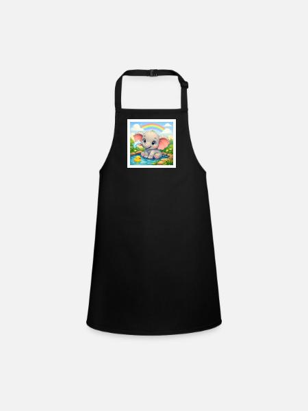 Elli the Elephant - Children's Apron - black - Front