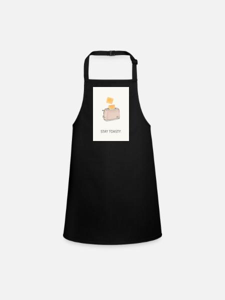 Stay Toasty – funny kitchen saying - Children's Apron - black - Front