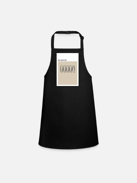 Chaos – German Style Paper Clips Beige - Children's Apron - black - Front