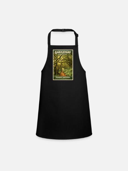 Garajonay La Gomera Retro Design - Schürze für Kinder - Schwarz - Vorne