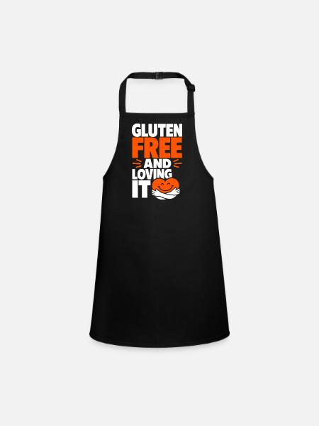 Gluten Free And Loving It Heart - Children's Apron - black - Front