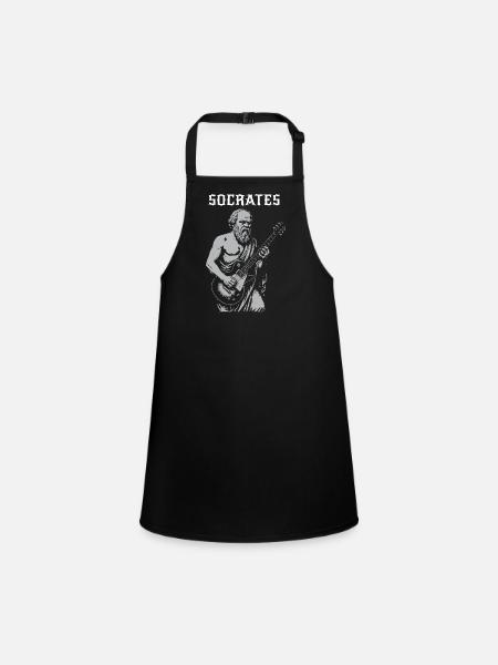Socrates playing Rock Guitar - Children's Apron - black - Front