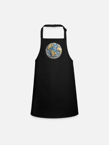 Muschel-Mosaik-Erdkugel - Schürze für Kinder - Schwarz - Vorne