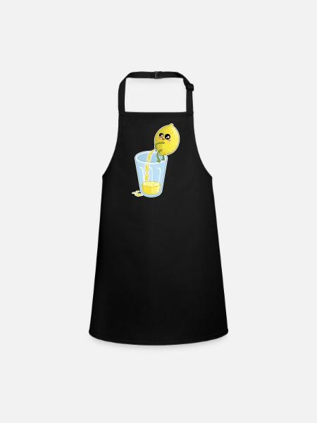 Lemon Makes Juice – Funny Cartoon - Children's Apron - black - Front