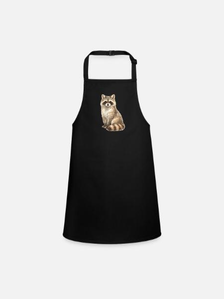 Raccoon in the dream forest - Children's Apron - black - Front