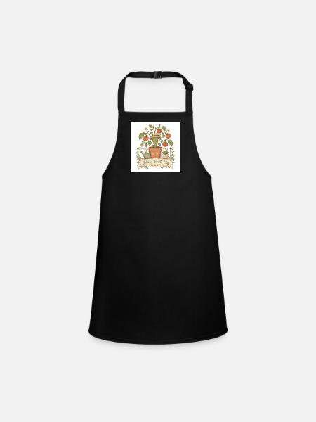 Balcony Tomato Club Illustration - Children's Apron - black - Front