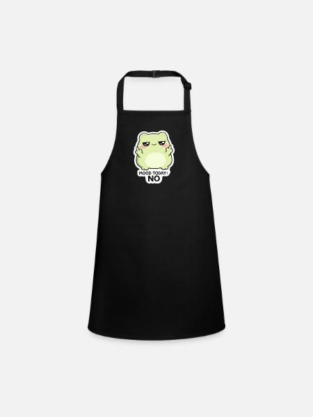 Mood Today: No – Green Kawaii Creature - Children's Apron - black - Front