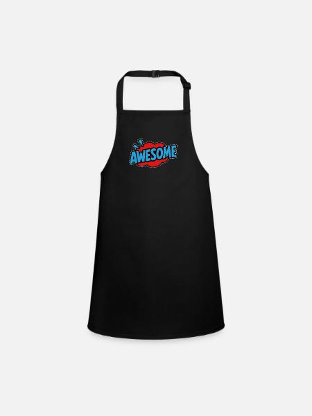Awesome Retro Lettering Comic - Children's Apron - black - Front
