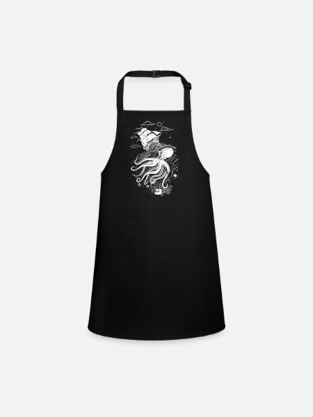 Le poulpe - T-shirt de poulpe dans la mer - Tablier Enfant - noir - Devant