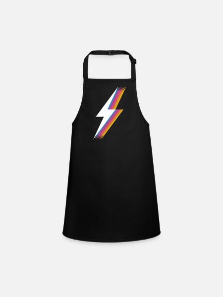 Retrocolor 80s Flash - Lightning Bolt - Children's Apron - black - Front