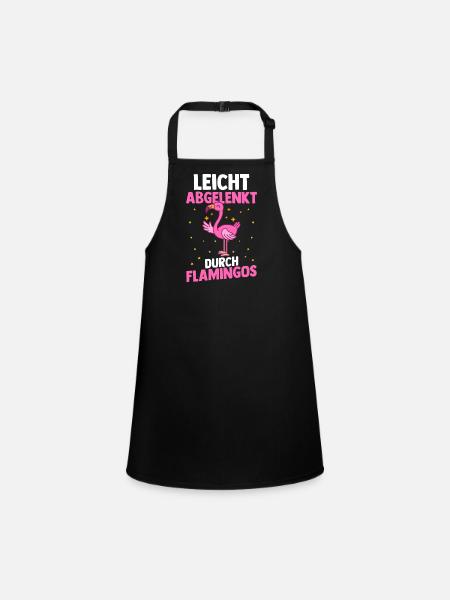 Leicht Abgelenkt Durch Flamingos - Schürze für Kinder - Schwarz - Vorne