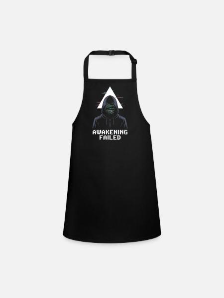 Awakening Failed – Glitch in Hood - Children's Apron - black - Front