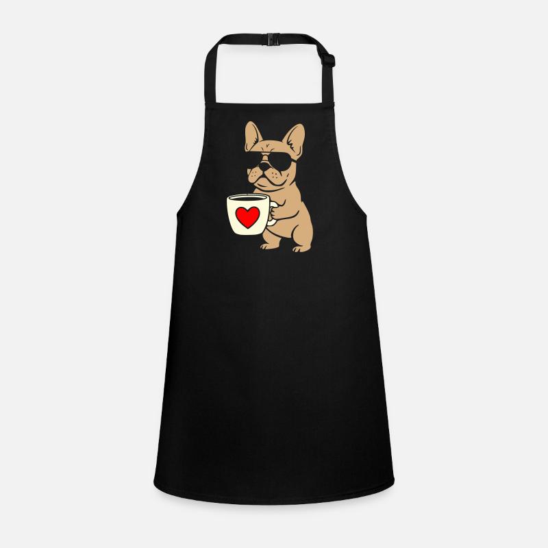 Frenchie Kaffee Flat Design Schürze für Kinder