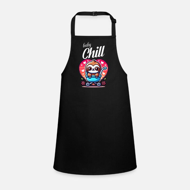 Cute Baby Sloth in Stroller Heart Design Children's Apron