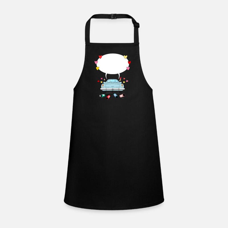 Wedding car with speech bubble in turquoise Children's Apron